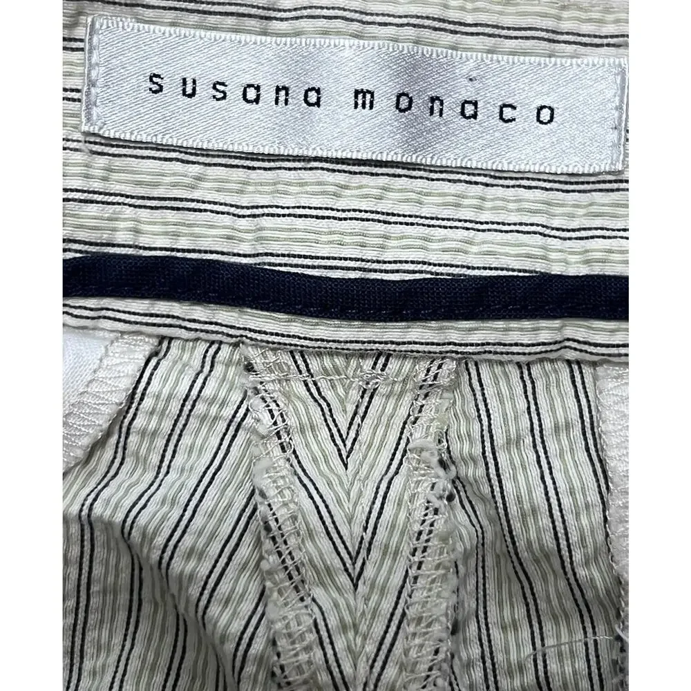 Susan Monaco Women's 8 Trousers Y2K Pinstripe Seersucker Wide Leg Mid Rise Pants